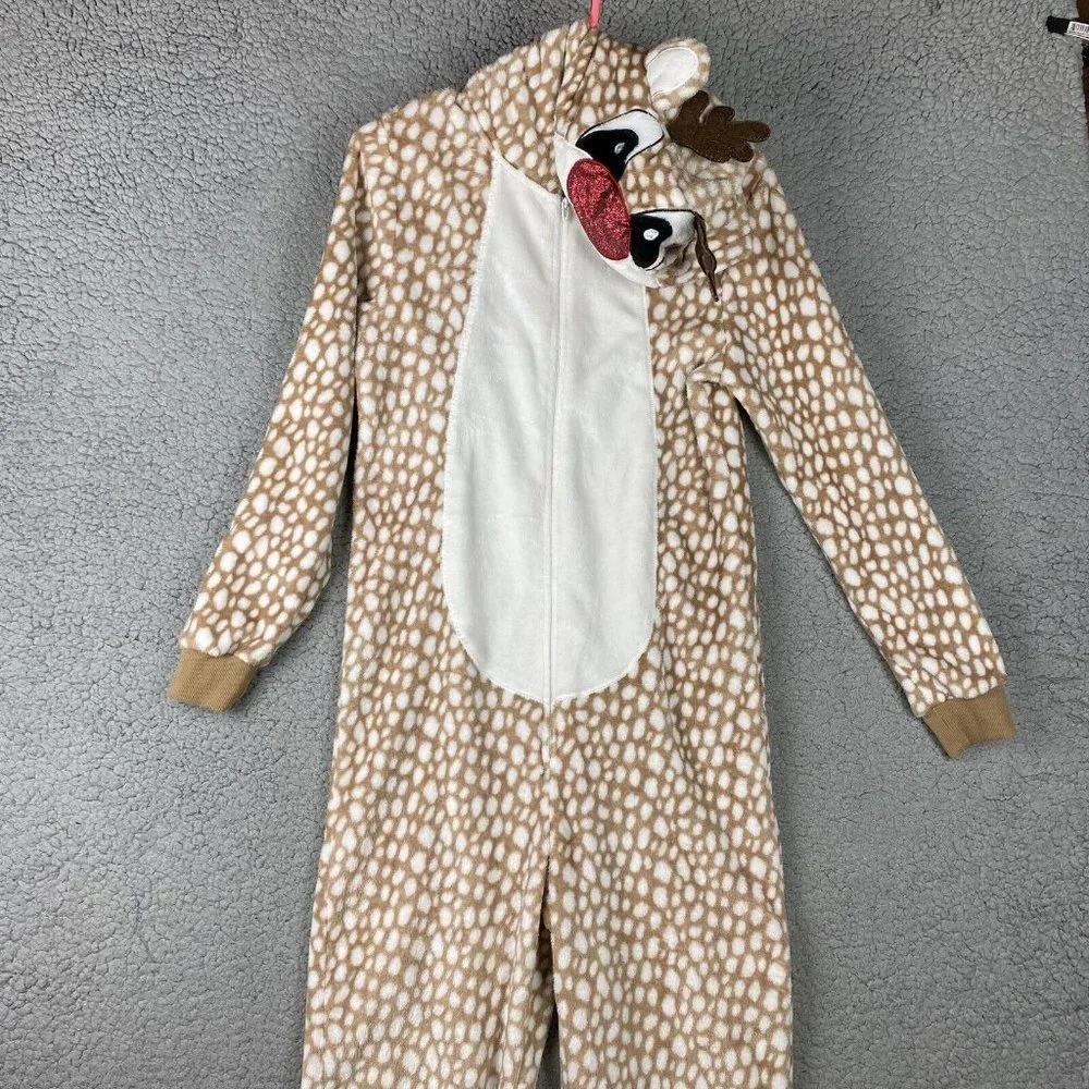 Peace Love and Dreams Reindeer Womens Medium One Piece‎ Pajama Rudolph Soft EUC
